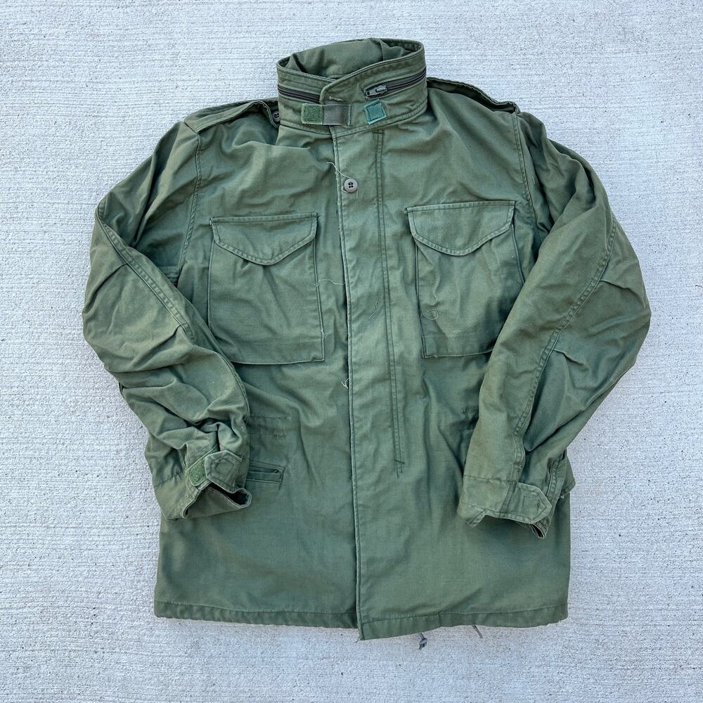Vintage Green Men’s Military Field Jacket Parka Size Small